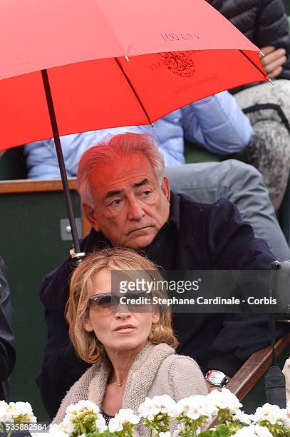 Dominique Strauss-Kahn and Myriam L'Aoufir attend Roland Garros Tennis French Open 2013.