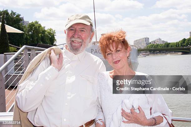 Jean-Pierre Marielle and his Wife Agathe Natanson attend the 3th White Brunch by Yachts de Paris and La petite Maison de Nicole, in Paris.