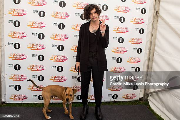 Matthew Healy of the 1975 backstage at Powderham Castle on May 29, 2016 in Exeter, England.