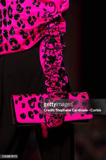 Handbag detail of a model is seen as she walks the runway during the Jean Paul Gaultier show as part of Paris Fashion Week Haute-Couture Fall/Winter...