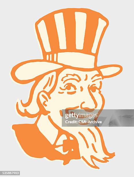 smiling uncle sam - uncle sam hat stock illustrations