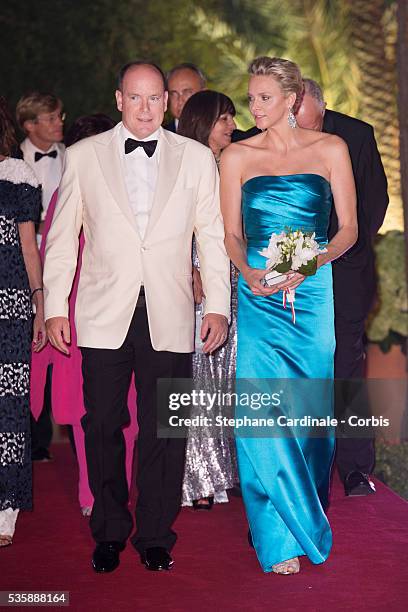 Prince Albert II of Monaco and Princess Charlene of Monaco attend the 65th Monaco Red Cross Ball Gala at Sporting Monte-Carlo, in Monaco.