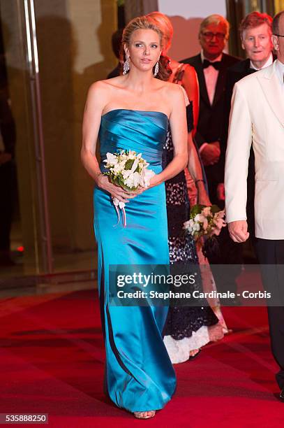 Princess Charlene of Monaco attends the 65th Monaco Red Cross Ball Gala at Sporting Monte-Carlo, in Monaco.