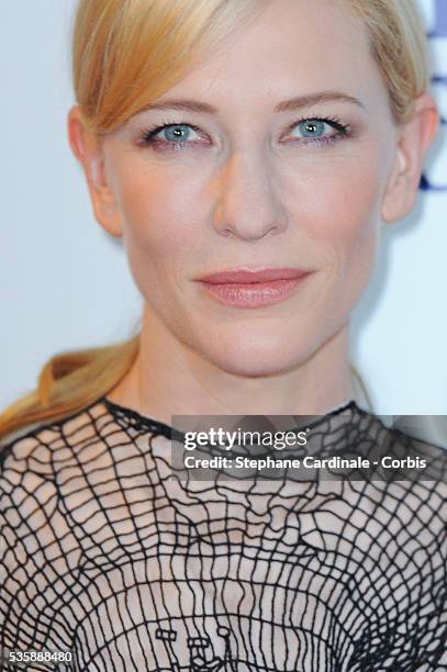 Actress Cate Blanchett attends the 'Blue Jasmine' Paris premiere at UGC Cine Cite Bercy on August 27, 2013 in Paris