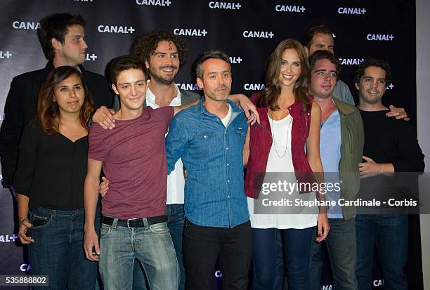 Yann Barthes and 'Le Petit Journal' team attend the Canal + Press Conference, in Paris.