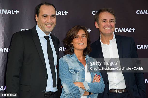 Messaoud Benterki, Nathalie Iannetta and Eric Besnard attend the Canal + Press Conference, in Paris.