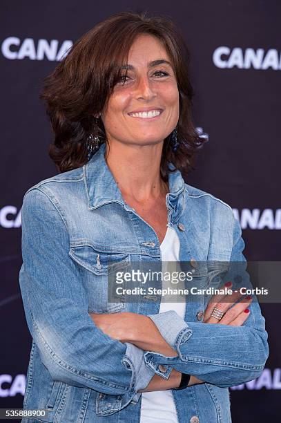 Nathalie Iannetta attends the Canal + Press Conference, in Paris.