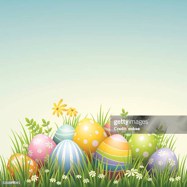 easter egg - pile - easter egg stock illustrations