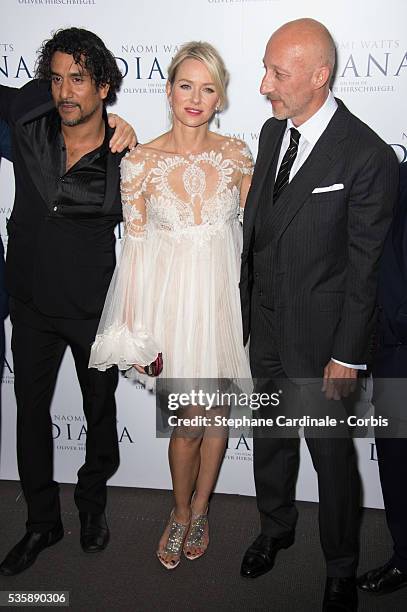 Naveen Andrews, Naomi Watts and Oliver Herschbiegel attend the premiere of 'Diana', at Cinema UGC Normandie in Paris.