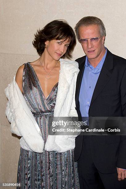 "Sophie Marceau and Christophe Lambert at the Premiere of " L'homme de Chevet" held at La Cinematheque in Paris. "