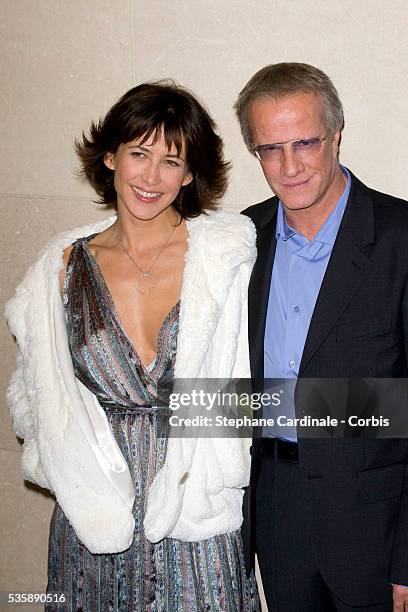 "Sophie Marceau and Christophe Lambert at the Premiere of " L'homme de Chevet" held at La Cinematheque in Paris. "