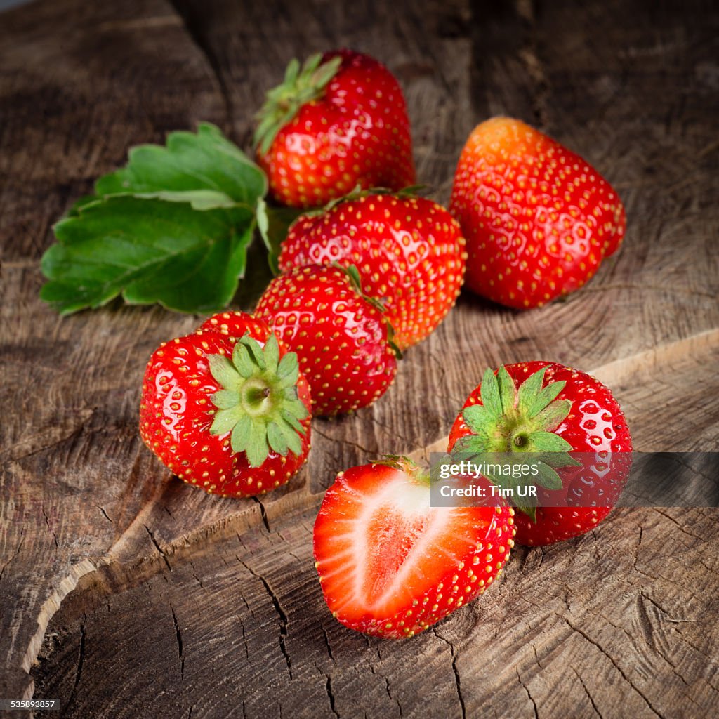 Frische Reife Erdbeere. Gruppe von Beeren