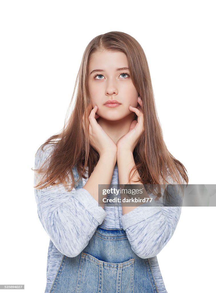 Young fashion girl posing isolated