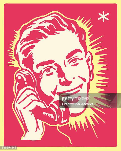 man talking on the telephone - bingo caller stock illustrations