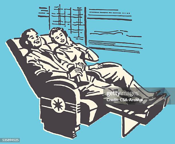 illustrations, cliparts, dessins animés et icônes de couple sur incliné siège - fauteuil inclinable