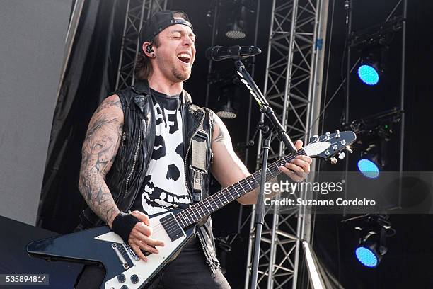 Matthew Tuck of the band Bullet for My Valentine performs onstage during River City Rockfest at AT&T Center on May 29, 2016 in San Antonio, Texas.