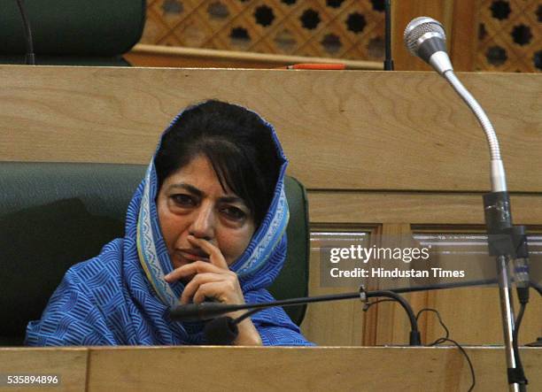 Jammu And Kashmir Chief Minister Mehbooba Mufti Sayeed during the Budget Session at Assembly on May 30, 2016 in Srinagar, India. Jammu And Kashmir...