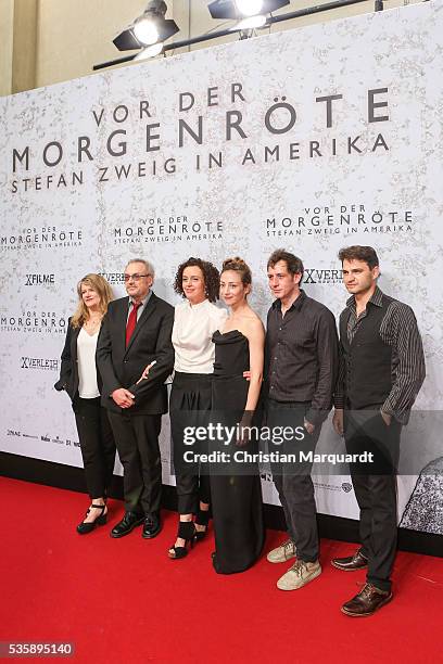 The Cast of the movie Maria Schrader, Barbara Sukowa, Josef Hader, Aenne Schwarz, Andre Szymanski and Jan Schomburg attend the movie premiere of 'Vor...