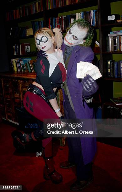 Cosplayers Zoey Garcia as Harley Quinn and Jesse Oliva as The Joker at Club Cosplay held at OHM Nightclub on May 29, 2016 in Hollywood, California.