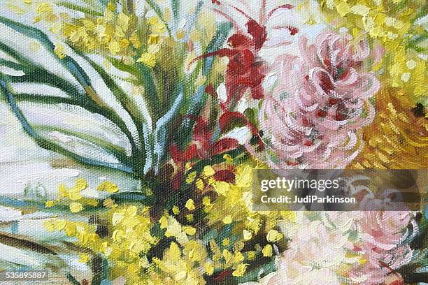 australian native flowers oil painting - banksia flower stock illustrations