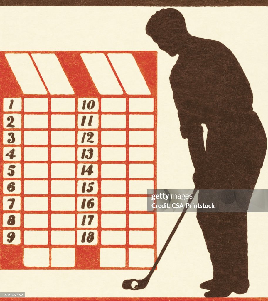 Golfspieler und Scorecards