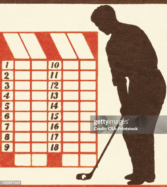 golfer and scorecard - score card stock illustrations