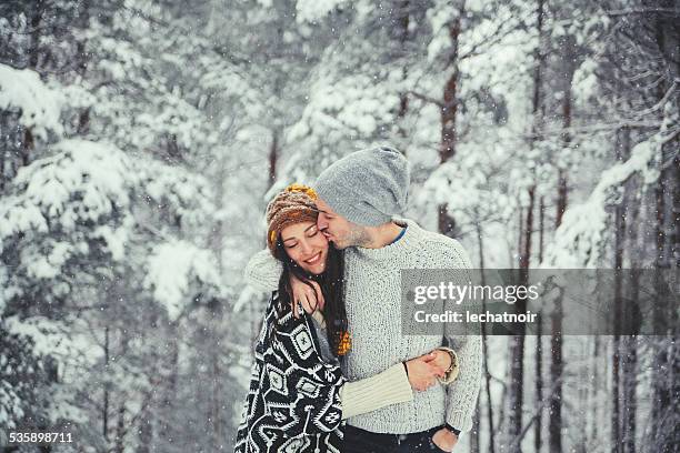 young couple kissing - hipster couple bildbanksfoton och bilder