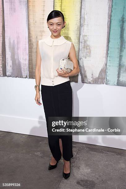 Rila Fukushima attends Chanel show, as part of the Paris Fashion Week Womenswear Spring/Summer 2014, at the Grand Palais in Paris.