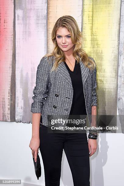 Kate Upton attends Chanel show, as part of the Paris Fashion Week Womenswear Spring/Summer 2014, at the Grand Palais in Paris.