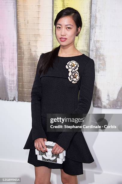 Guest attends Chanel show, as part of the Paris Fashion Week Womenswear Spring/Summer 2014, at the Grand Palais in Paris.