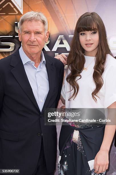 Harrison Ford and Hailee Steinfeld attend the 'Ender's Game' Photocall, in Paris.