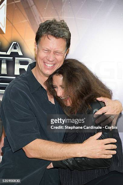 Director Gavin Hood and producer Gigi Pritzker attend the 'Ender's Game' Photocall, in Paris.