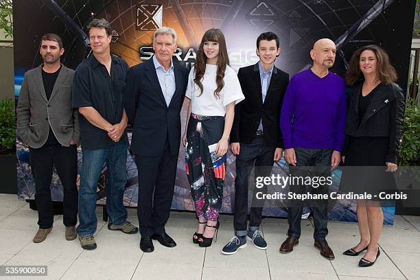 Producer Bob Orci, Director Gavin Hood, Harrison Ford, Hailee Steinfeld, Asa Butterfield, Sir Ben Kingsley and Producer Gigi Pritzker attend the...