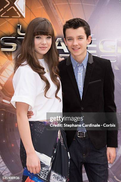 Hailee Steinfeld and Asa Butterfield attend the 'Ender's Game' Photocall, in Paris.