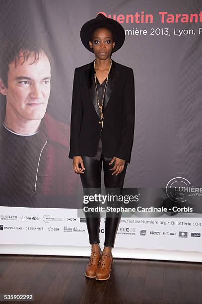 Singer Irma Pany attends the Tribute to Quentin Tarantino, during the 5th Lumiere Film Festival, in Lyon.