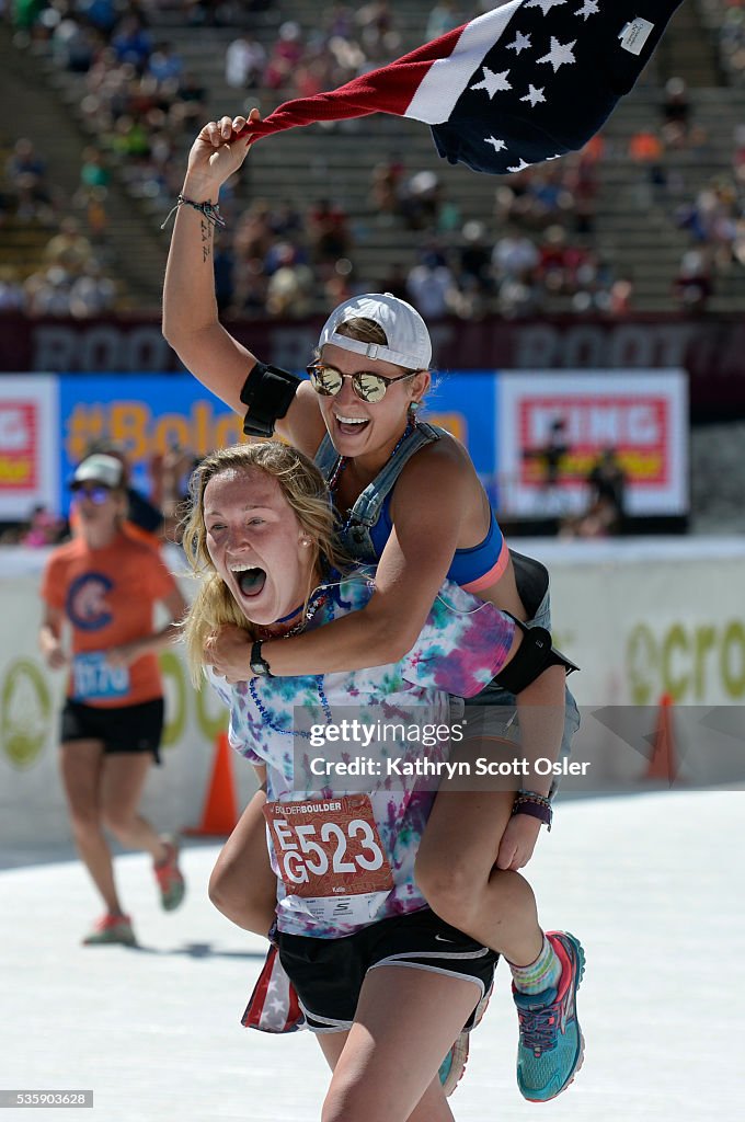 The 38th BolderBOULDER takes place along Boulder's streets with the finish line of the 10k race at Folsom Field on the University of Colorado campus.