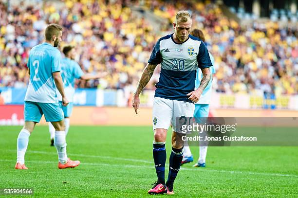 John Guidetti of Sweden during the international friendly match between Sweden and Slovenia May 30, 2016 in Malmo, Sweden.