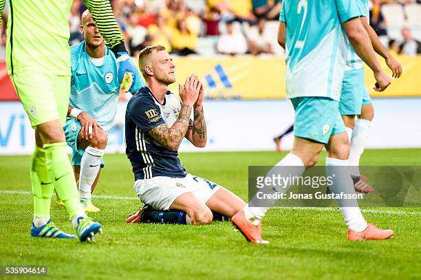 John Guidetti of Sweden dejected during the international friendly match between Sweden and Slovenia May 30, 2016 in Malmo, Sweden.