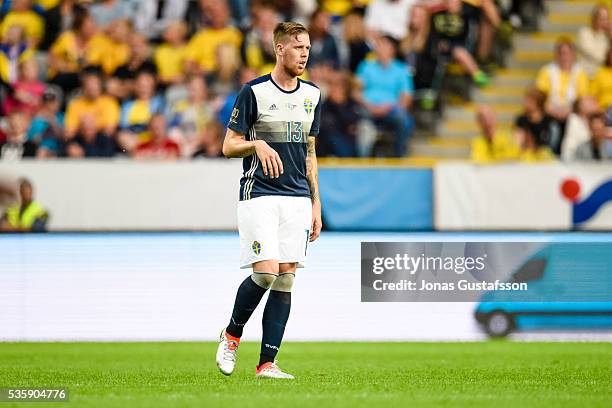 Pontus Jansson of Sweden during the international friendly match between Sweden and Slovenia May 30, 2016 in Malmo, Sweden.