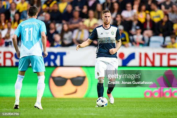 Pontus Jansson of Sweden during the international friendly match between Sweden and Slovenia May 30, 2016 in Malmo, Sweden.