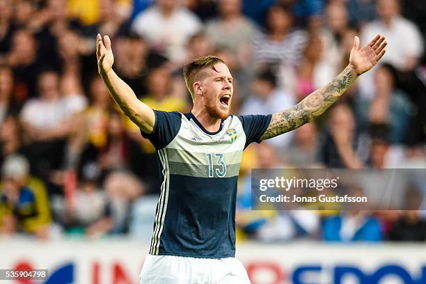 Pontus Jansson of Sweden during the international friendly match between Sweden and Slovenia May 30, 2016 in Malmo, Sweden.