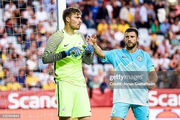 Goalkeeper Vid Belec of Slovenia during the international friendly match between Sweden and Slovenia May 30, 2016 in Malmo, Sweden.