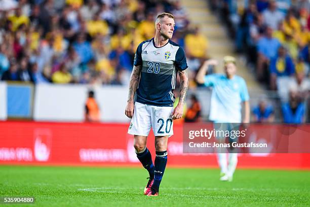 John Guidetti of Sweden during the international friendly match between Sweden and Slovenia May 30, 2016 in Malmo, Sweden.