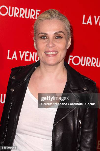 Emmanuelle Seigner attends 'La Venus A La Fourrure' Premiere at Cinema Gaumont Marignan, in Paris.