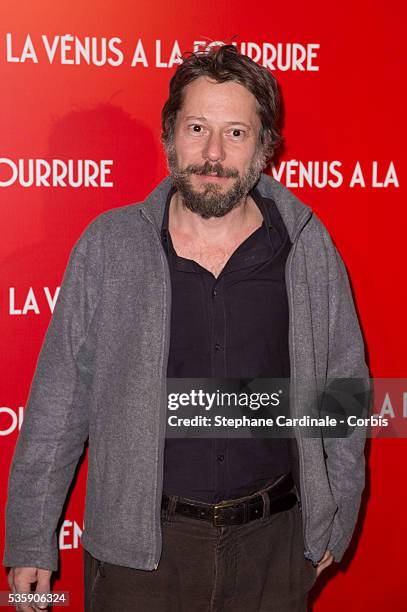 Mathieu Amalric attends 'La Venus A La Fourrure' Premiere at Cinema Gaumont Marignan, in Paris.