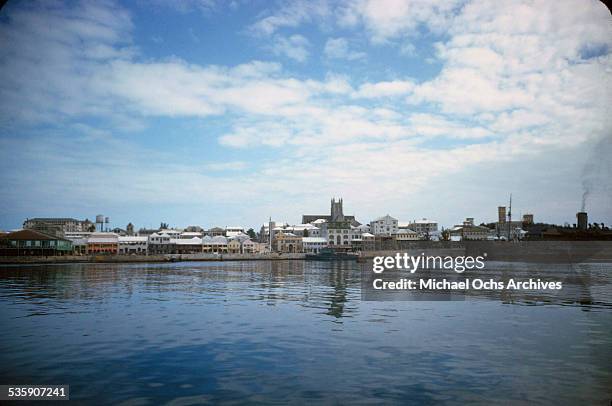 View of buildings in Hamilton Bermuda.