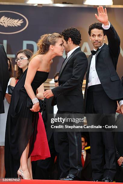 Jamel Debbouzze, Melissa Theuriau and Sami Bouajila attend the Premiere of 'Out of the law' during the 63rd Cannes International Film Festival