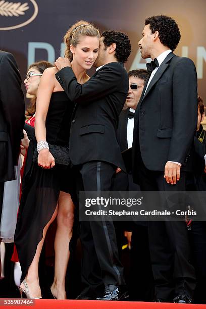 Jamel Debbouzze, Melissa Theuriau and Sami Bouajila attend the Premiere of 'Out of the law' during the 63rd Cannes International Film Festival