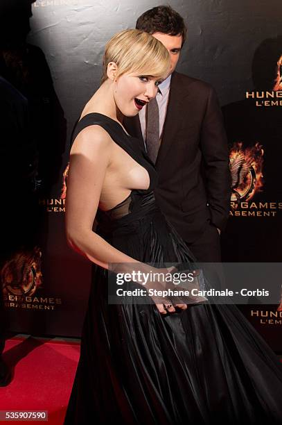 Jennifer Lawrence attends 'The Hunger Games: Catching Fire' Paris Premiere at Le Grand Rex, in Paris.