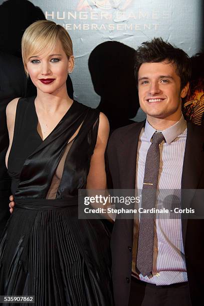 Jennifer Lawrence and Josh Hutcherson attend 'The Hunger Games: Catching Fire' Paris Premiere at Le Grand Rex, in Paris.